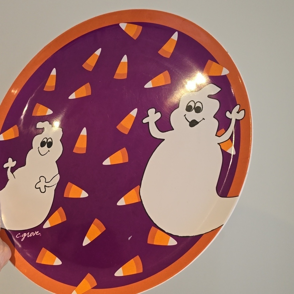 Vintage Halloween Citrus Grove Melamine Ghost Candy Corn Serving Tray 90s - Picture 4 of 7